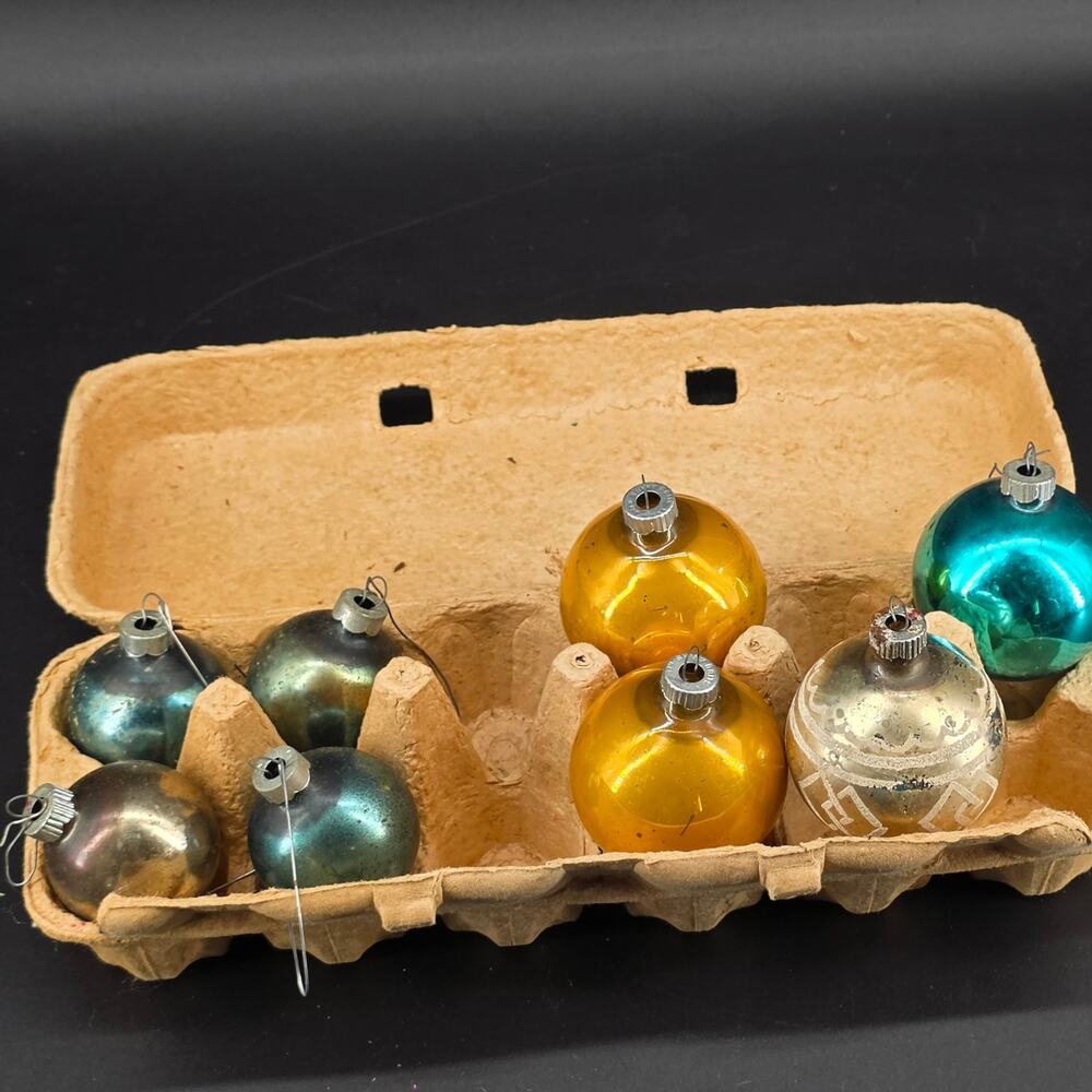 Shiny Brite Vintage Glass Ball Ornaments Christmas Mercury Glass Set of 7